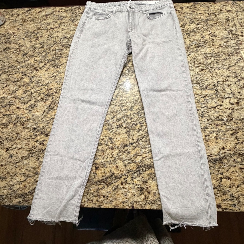 Rag & Bone Dre Low-Rise Slim Boyfriend Jeans Grey Raw Hem Size 30 ws
